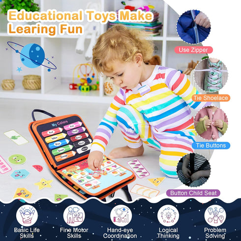 Teefrye 1-3 3-4 3-5 Toddler Busy Board Montessori Toys: for Toddlers Year Old Educational Activity Book Sensory Board