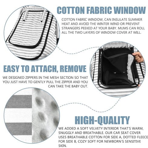 Vaxaape Car Seat Covers for Babies,Baby Car Seat Cover for Boys Girls,Windproof Infant Carseat Cover,Kick-Proof Car