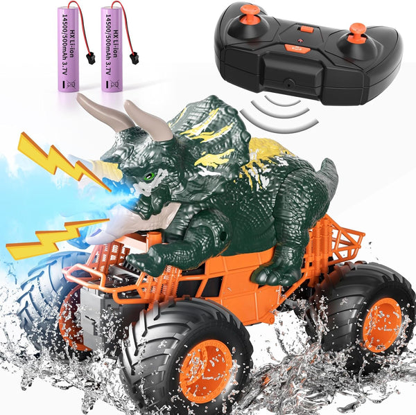 Bennol Remote Control Dinosaur Car Toys for Kids 3-5 4-7, 2.4GHz Dino Car with Light, Sound & Spray