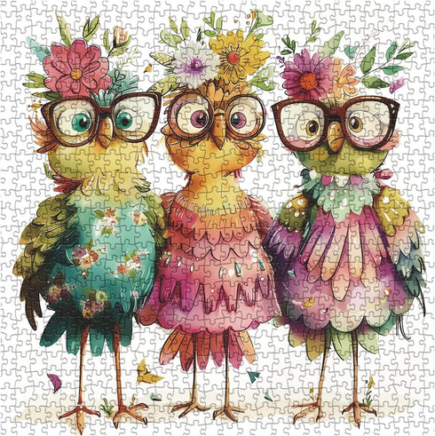 BBOLDIN 1000 Funny Chicken Puzzles for Adults Pieces, Cute Bird Flower Jigsaw Puzzles, Beautiful Animal Art Puzzles