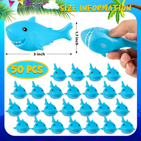 HFAYDZSW 100 Pcs Rubber Sharks for Kids, Blue Shark Bath Toys Cute Floating Squeaky Mini Rubber Sharks for Shower