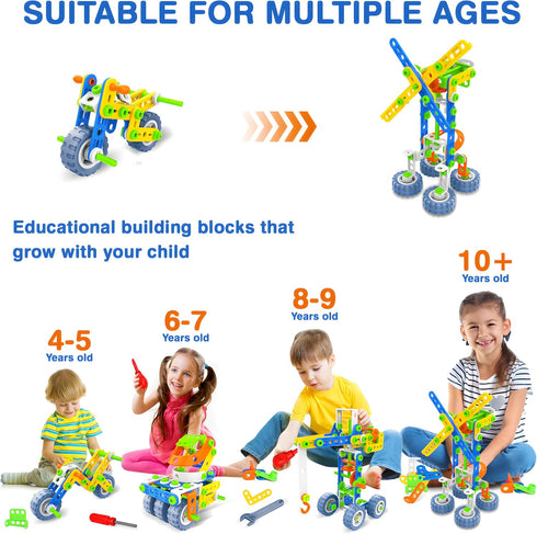 12 1 4 5 6 7 8+ 152 4-8 5-7 8-12, MOONTOY in STEM Toys for Year Old Boy Gifts, PCS Educational Building Toys for Kids