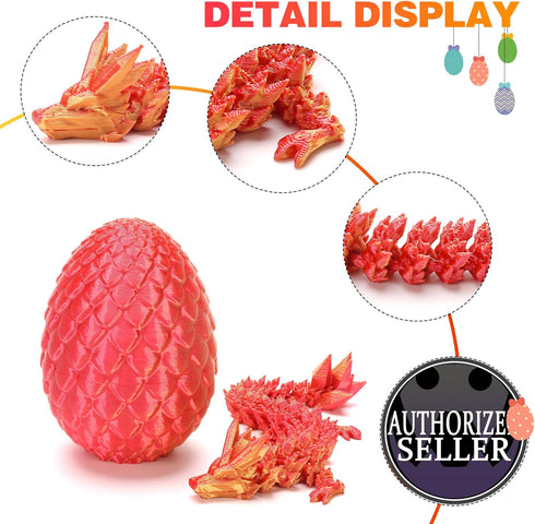 KZPPZ 4PCS 3D Printed Dragon Eggs with Dragon Inside, Easter Basket Stuffers for Teens, Easter Gifts for Kids, Easter