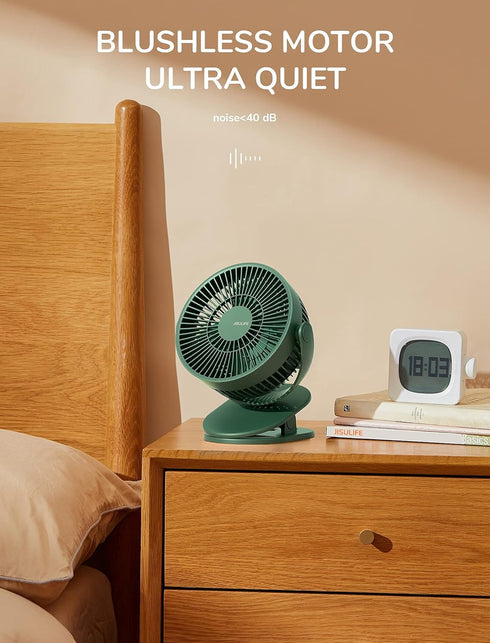 4000mAh 4 14 JISULIFE Clip on Baby Stroller Fan, Battery Operated, Portable Personal Small, Quiet & Narrow Slot Design
