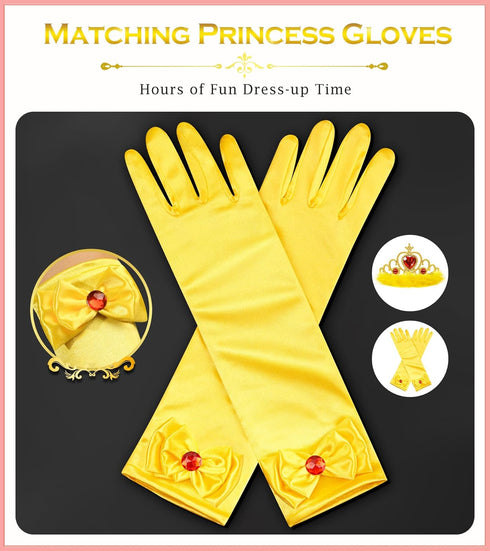 Princess Dress Up Accessories, 7pcs Dress Up Set for Toddler Girls (Yellow, 7PCS)