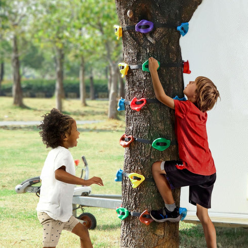 12 6 TOPNEW Ninja Tree Climbing Holds for Kids Climber, Adult Climbing Rocks with Ratchet Straps for Outdoor Ninja