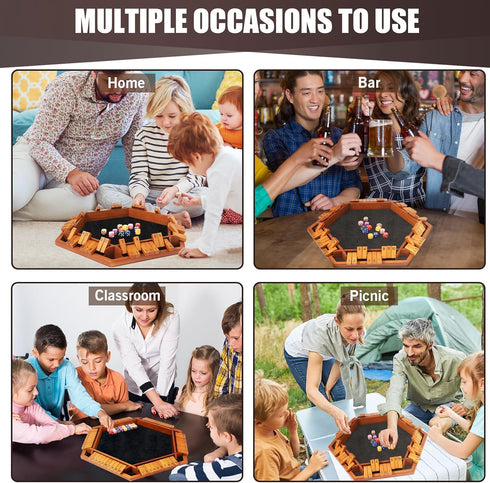 1-6 16 Toidgy Players Shut The Box Dice Games, Wooden Board Table Math Game with Dice and Instructions, Classics Close