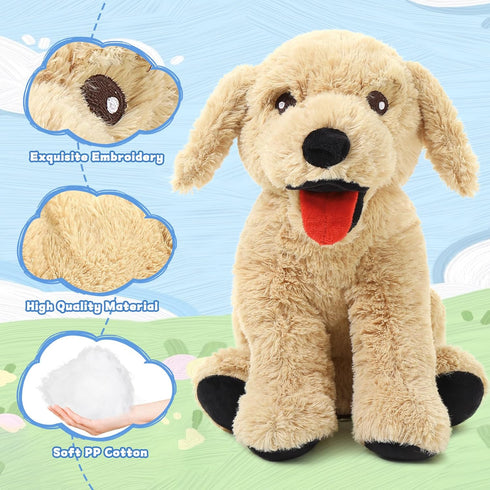 Dog Stuffed Animal, 15 Inch Large Golden Retriever Plush Hugging Pillow, Gift for Birthday, Christmas, Valentine's Day