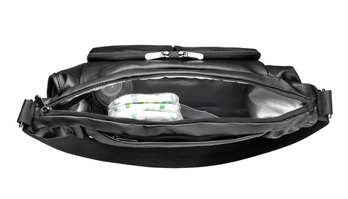 hoodababy ml, Essentials Diaper Bag Compatible with The doona Carseat/Stroller, Black, Faux leather