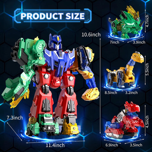 6-in-1 Set,STEM 3 4 5 6 7 8 9 10 Eohemeral Dinosaur Transforming Robot Toys Toy Combine Dinosaur Transform into