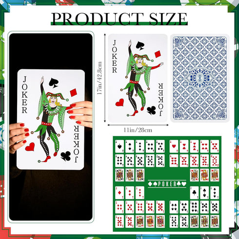 Cholemy Jumbo Playing Cards - 11 x 17 Inches Giant Deck for Adults, Large Print Cards for Parties (Blue)