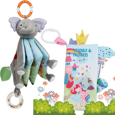 Elephant Crinkle Touch and Feel Books Infant Toys & Unicorn Baby Toy