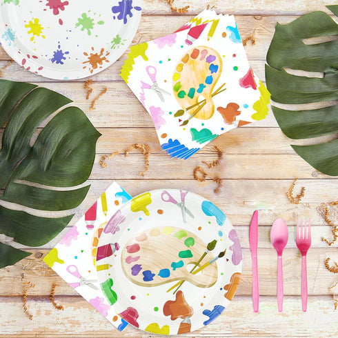 Art Paint Party Supplies - Dinnerware, Plates, Napkins, Cups, Cutlery, Decorations for 24 Guests Birthday Baby Shower