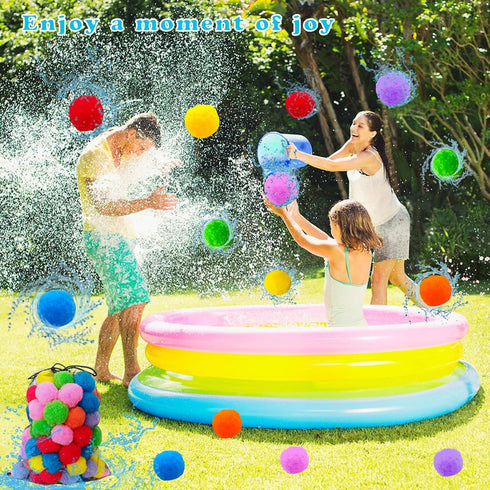 100Pcs Soft Reusable Water Splash Balls, 2.4 Inch Soaker Ball Toys for Kids, Beach Pool Games with 1 Mesh Bag