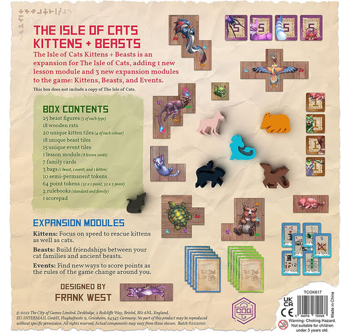 The Isle of Cats: Kittens + Beasts Expansion Board Game for Ages 8+