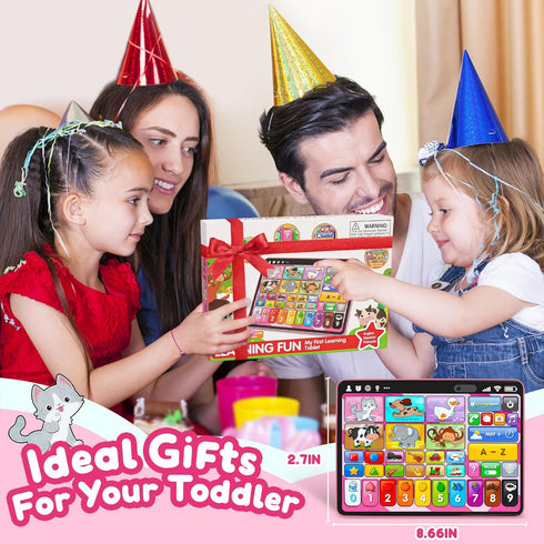Peacurh 1 12-18 1-2 2-3 Trilingual Learning Toy Tablet with Music & Sound, Montessori Speech Therapy Toys for Year Old