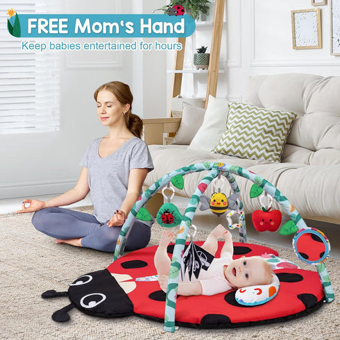 8-in-1 Tummy 6 0-3-6-9-12 Jyusmile Baby Play Gym Mat, Time Mat with Toys, Washable Baby Activity Mat for Visual