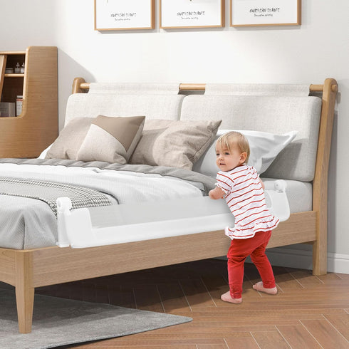 60-Inch HONEY JOY Bed Rail for Toddlers, Extra Long, Foldable Portable Swing Down Safety Bed Guard Rail, Toddler Bed