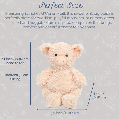 11-Inch MON AMI Polly The Pig Stuffed Farm Animal for Boys & Girls | Soft Pink Pig Plush Toy | Farmyard Playtime