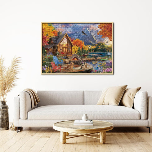 BBOLDIN 1000 Cozy Fall Autumn Landscape Puzzle for Adults Pieces Nature, Colorful Jigsaw Puzzle, Cat Puppy Flower Bird