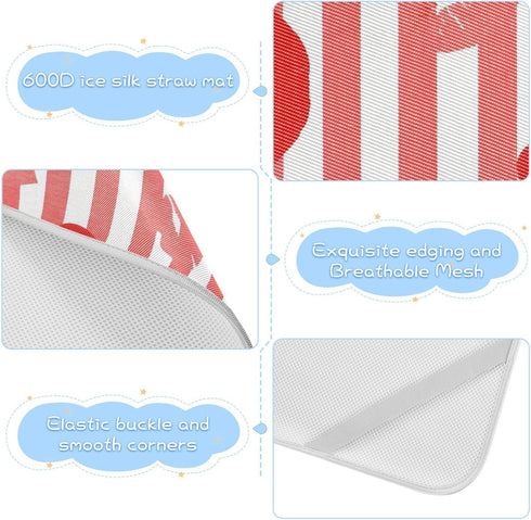 SyXIOP 28" 52" Red Striped Lips Cooling Baby Waterproof Crib Mattress Protector x Reusable Mattress Pads