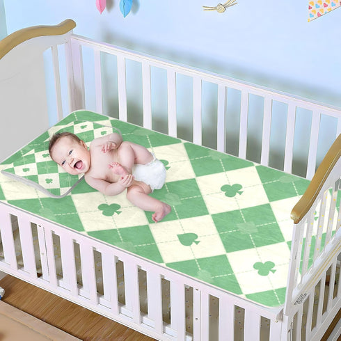 SyXIOP 28" 52" Greem Beige Poker Cooling Baby Waterproof Crib Mattress Cover x Ultra Soft Pee Pads for Kids, Adult