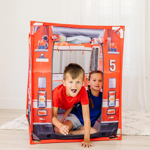 Melissa & Doug Fire Truck Play Tent, Role Play Firefighter Tent for Kids Ages 3+
