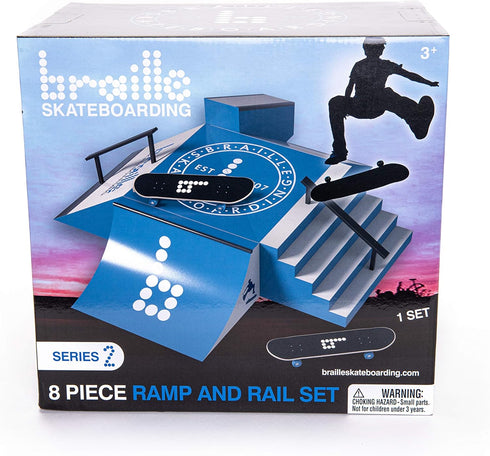 Braille Skateboarding Skate Ramp Playset - Series 2 with 4 Ramps, 2 Finger Boards, Stickers, Mystery Toy