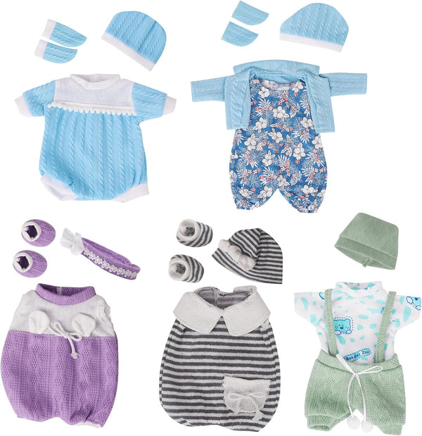 Baby Doll Clothes, 5 Set Knitted Outfit Accessories for 10-12 inch Baby Dolls, 12 inch Doll Clothes for Baby Alive Dolls