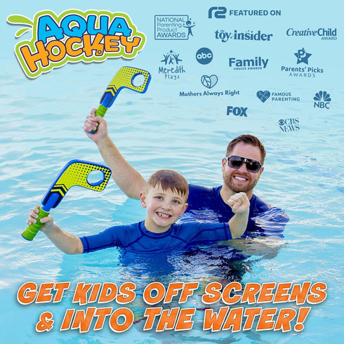 2 2 Fun Mini Hockey Sticks Game - Play at the Pool & Beach or in Home - For Kids & Adults All Ages - Use The Floating