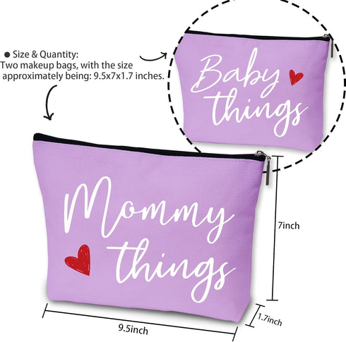 Mommy Set, Mommy Set 2 and Baby Matching Pouch Things and Baby Things Bags, Gifts for New Moms Expecting Moms, Matching