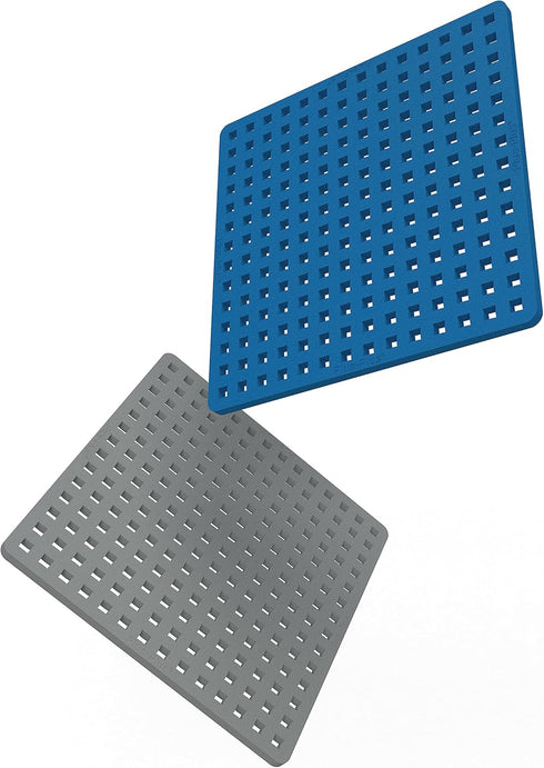 PLUS PLUS Baseplate Duo - Gray and Blue, 4.5 x 4.5 inches, Base Accessory for Building Creations, STEM Toy