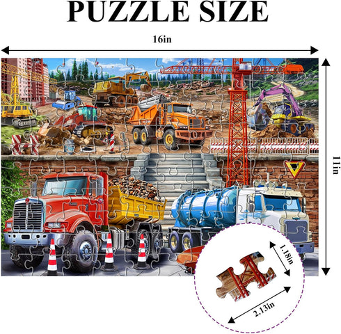 Puzzles for Kids Ages 4-10 - Construction Site 100 Piece Puzzles for Educational Toys for Boys Girls