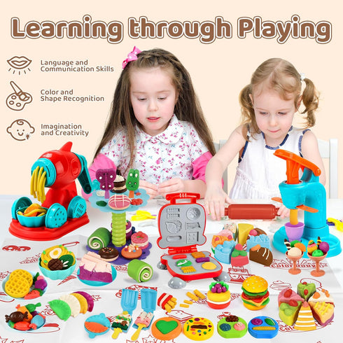 75 4 1 Sets 3-4-8, Playset Aprilwolf PCS in Dough for Kids Ages Art Crafts Dough Tools Kit, Ice Cream Noodle Hamburger