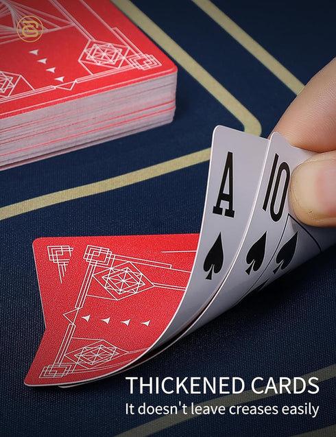 ARTGAME 100% Plastic Playing Cards Bulk Set, 10-Deck Jumbo Index, Waterproof & Washable, Poker Size, Blue/Red