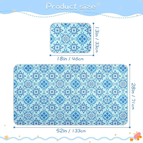 miaozhen 28" 52" Cooling Baby Crib Mattress x Washable Snowflake Pattern Blue Bed Pads for Baby&Toddler
