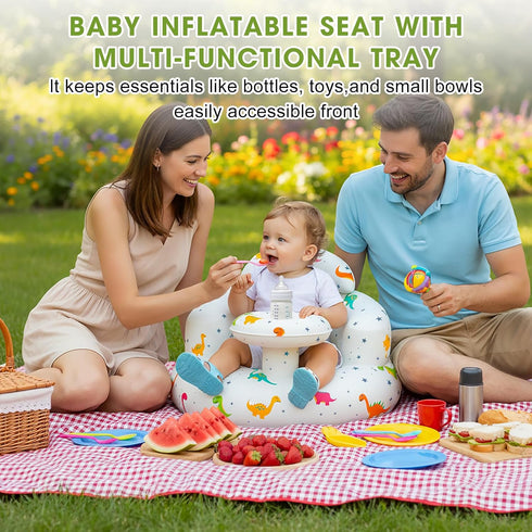TIDNNS 3-36 Inflatable Baby Seat with Tray and Built-in Air Pump, Months Baby Floor Seat for Sitting Up, Portable Blow