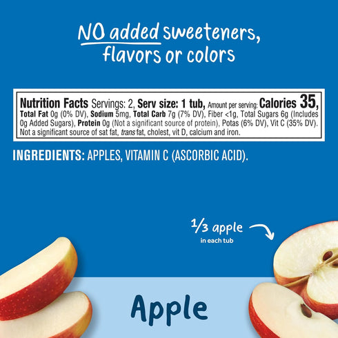 Gerber 1st Foods Baby Food, Apple Puree, Natural & Non-GMO, 2 Ounce Tubs, 2-Pack, Pack of 8