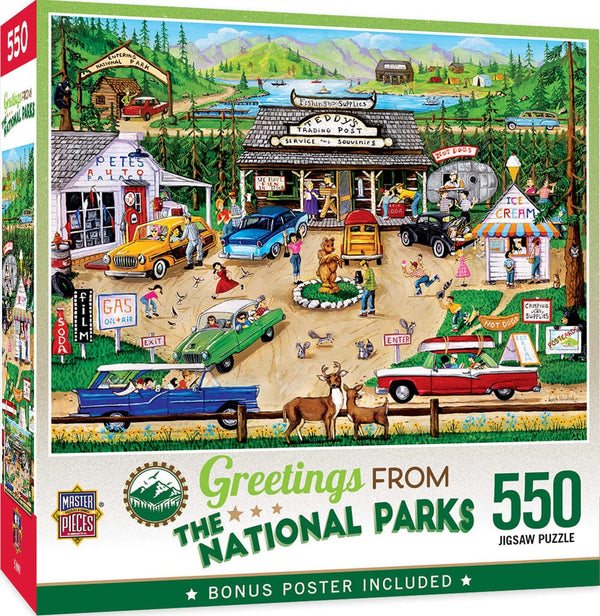 Masterpieces 550 Piece Jigsaw Puzzle, Greetings from The National Parks - 18"x24"