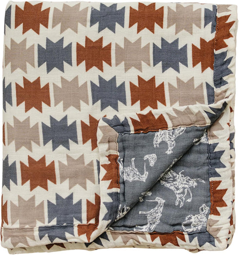 Mebie Baby Muslin Quilt, Western Aztec and Wild West, 100% Cotton Baby
