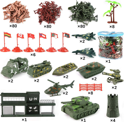 3 Otters 307PCS Army Men Military Set, Plastic Toy Soldiers for Boys and Girls with Storage Container