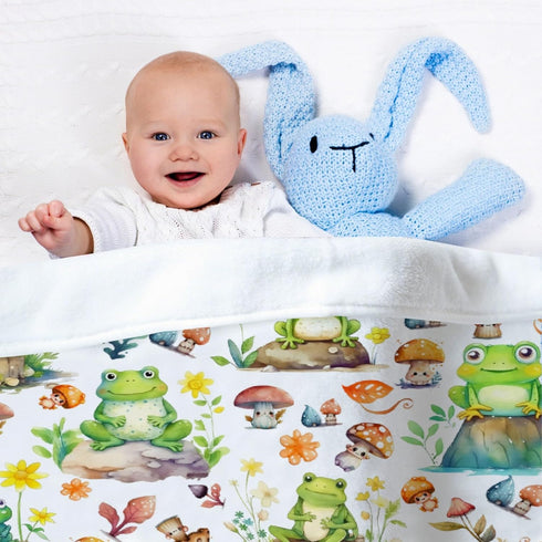 Cute Frog Baby Blanket Gifts, Super Soft Swaddle Newborn Cozy Receiving Blanket, Stroller Throw Blanket for Crib, 40x30