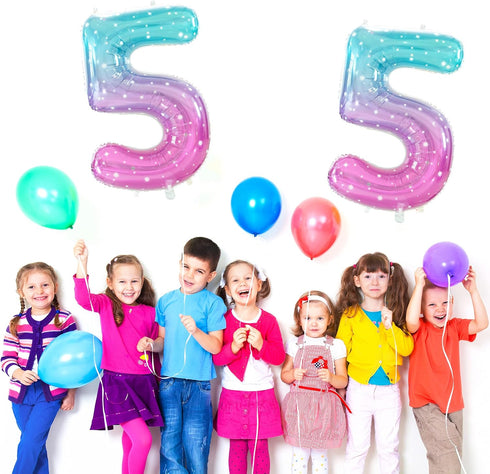 Number 5 Balloon, Large 40 Inch Number Balloons for 5th Birthday Party Decorations, 5 Year Old Birthday Sign Decor
