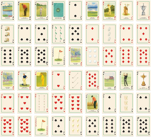 USA(Pack 1) Golf Playing Cards Hand-Illustrated Vintage Golf Deck | Golf-Themed Poker & Blackjack Cards | Premium Gift
