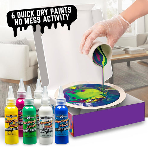 Original Stationery Color Craze Paint Pour Studio, Pour Painting Kit with Art Supplies for Kids Ages 8, Fun Painting