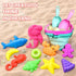 2 Set Collapsible Beach Sand Toys for Kids - Travel Beach Toys with Collapsible Beach Buckets, Mesh Bags, Animal Sand