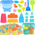 Collapsible Beach Toys for Kids, Sand Bucket and Shovels Set with Mesh Bag for Beach Fun