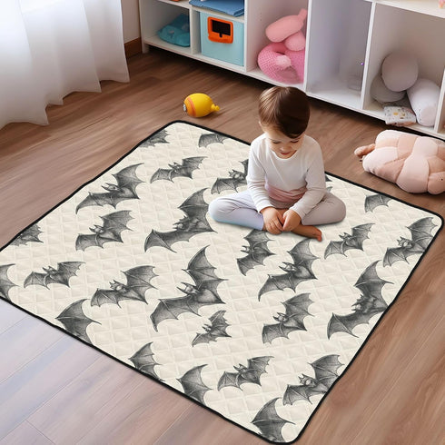 KICPOAY 50 50 Baby Play Mat Halloween Scary Bat x Playpen Mats for Floor Play Gym Crawling Mat Non-Slip Cushioned Baby
