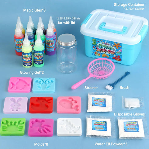 10PCS 6 7 8 9 10 Magic Gel Water Elf Toy Kit, Aqua Fairy Water Gel Kit for Kids with Aqua Jelly Gels & Animal Mold