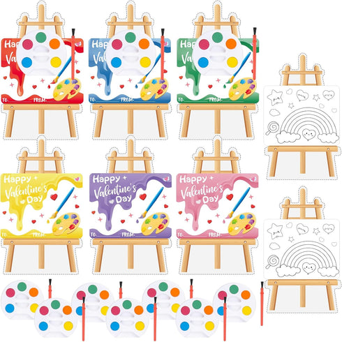 Golden Associate Valentines Day Cards Easel Cardboard for Kids School 24 Pcs,